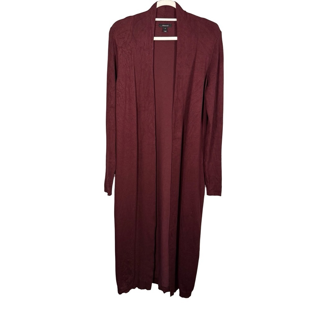 RW&CO. Deep Red Burgundy Knit Open Cardigan Size S Minimalist Cozy Office